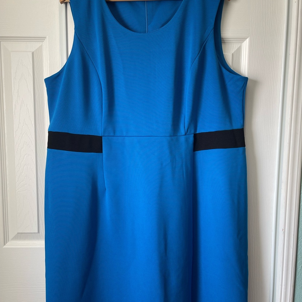 Womenâs Signature Collections Dress Size 1X ( 18w 20w) Blue Black Faux Wrap NWOT